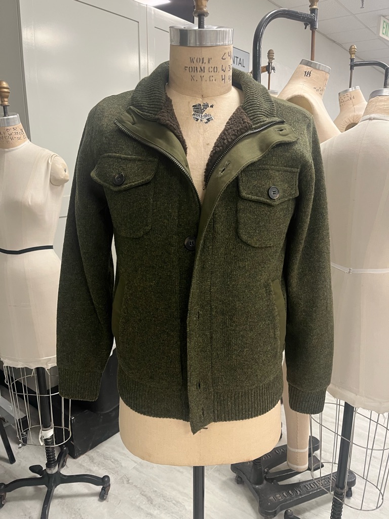 Men's Olive Green Wool Blend Utility Jacket
